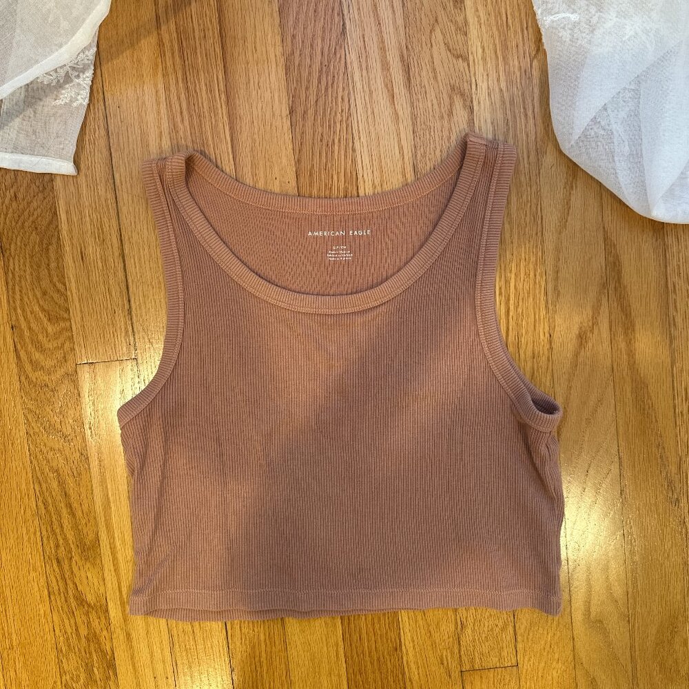 American Eagle Peach Cropped Tank Top